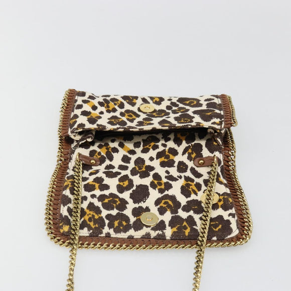 Stella MacCartney Falabella Chain Leopard Pattern Bag Canvas Brown Auth yk20554A