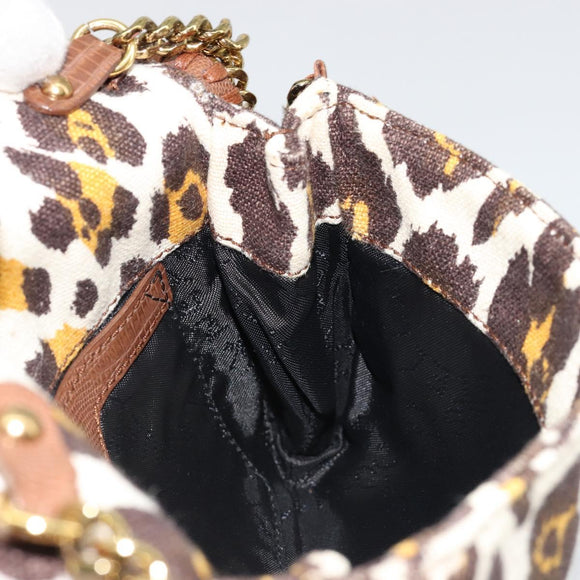 Stella MacCartney Falabella Chain Leopard Pattern Bag Canvas Brown Auth yk20554A