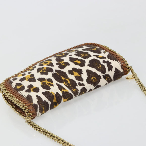 Stella MacCartney Falabella Chain Leopard Pattern Bag Canvas Brown Auth yk20554A