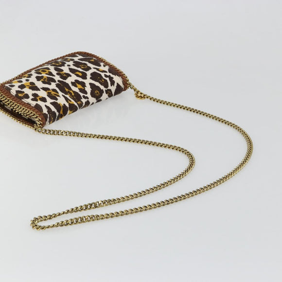 Stella MacCartney Falabella Chain Leopard Pattern Bag Canvas Brown Auth yk20554A