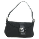 FENDI Zucchino Canvas Mamma Baguette Shoulder Bag Black Silver Auth yk20555SAM-1