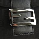 FENDI Zucchino Canvas Mamma Baguette Shoulder Bag Black Silver Auth yk20555SAM-19