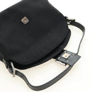 FENDI Zucchino Canvas Mamma Baguette Shoulder Bag Black Silver Auth yk20555SAM-20