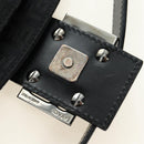 FENDI Zucchino Canvas Mamma Baguette Shoulder Bag Black Silver Auth yk20555SAM-9