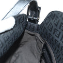 FENDI Zucchino Canvas Mamma Baguette Shoulder Bag Black Silver Auth yk20555SAM-22