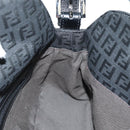 FENDI Zucchino Canvas Mamma Baguette Shoulder Bag Black Silver Auth yk20555SAM-23