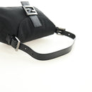 FENDI Zucchino Canvas Mamma Baguette Shoulder Bag Black Silver Auth yk20555SAM-7
