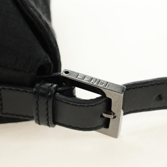FENDI Zucchino Canvas Mamma Baguette Shoulder Bag Black Silver Auth yk20555SAM