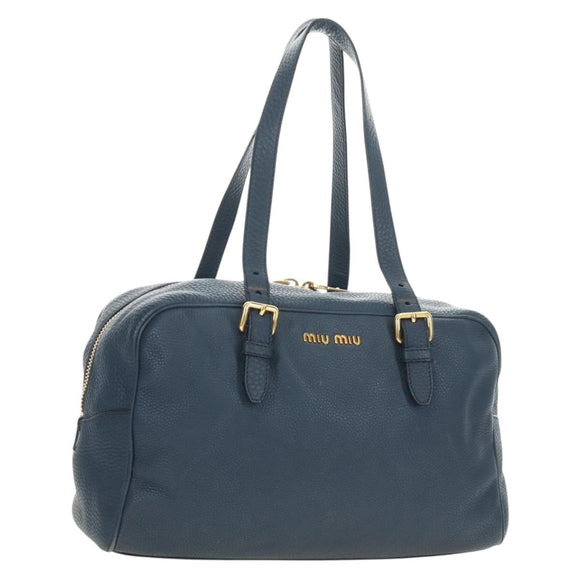 Miu Miu Shoulder Bag Leather Navy Gold Auth yk20559SAM