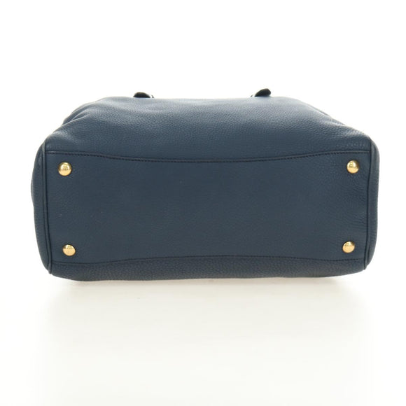 Miu Miu Shoulder Bag Leather Navy Gold Auth yk20559SAM
