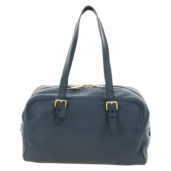 Miu Miu Shoulder Bag Leather Navy Gold Auth yk20559SAM