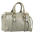 Miu Miu Hand Bag Leather 2way Gray Gold Auth yk20560A-1