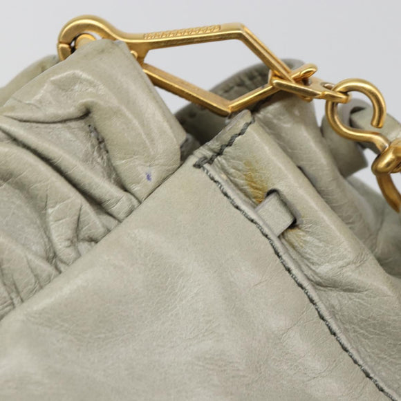 Miu Miu Hand Bag Leather 2way Gray Gold Auth yk20560A