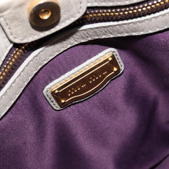 Miu Miu Hand Bag Leather 2way Gray Gold Auth yk20560A