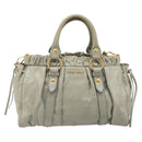 Miu Miu Hand Bag Leather 2way Gray Gold Auth yk20560A-13