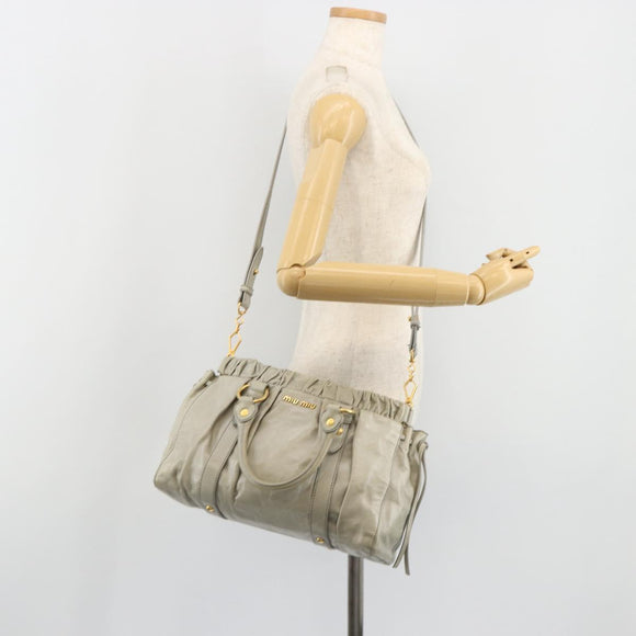 Miu Miu Hand Bag Leather 2way Gray Gold Auth yk20560A