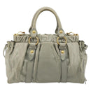 Miu Miu Hand Bag Leather 2way Gray Gold Auth yk20560A-2