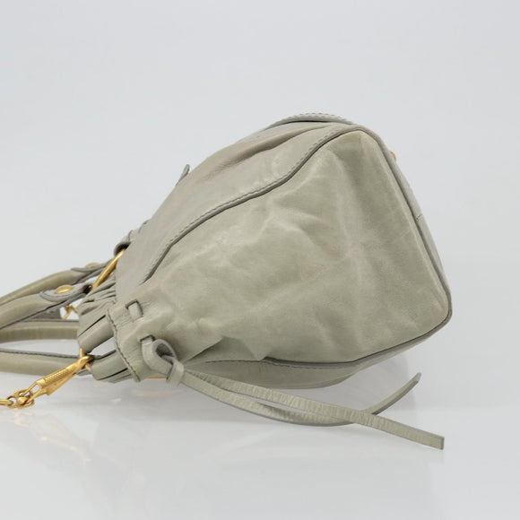 Miu Miu Hand Bag Leather 2way Gray Gold Auth yk20560A