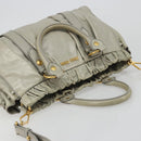 Miu Miu Hand Bag Leather 2way Gray Gold Auth yk20560A-6