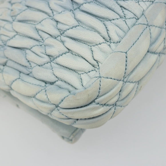 Miu Miu Matelasse Bijoux Chain Shoulder Bag Leather Blue Silver Auth yk20565A