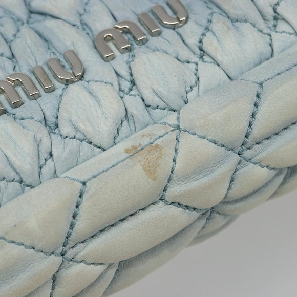 Miu Miu Matelasse Bijoux Chain Shoulder Bag Leather Blue Silver Auth yk20565A