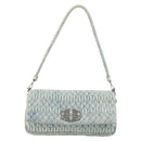 Miu Miu Matelasse Bijoux Chain Shoulder Bag Leather Blue Silver Auth yk20565A-2