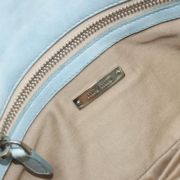 Miu Miu Matelasse Bijoux Chain Shoulder Bag Leather Blue Silver Auth yk20565A