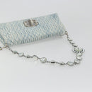 Miu Miu Matelasse Bijoux Chain Shoulder Bag Leather Blue Silver Auth yk20565A-7