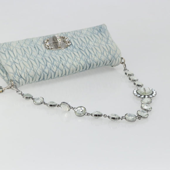 Miu Miu Matelasse Bijoux Chain Shoulder Bag Leather Blue Silver Auth yk20565A