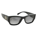CHANEL Sunglasses Plastic Black Gold CC Auth yk20566M-1