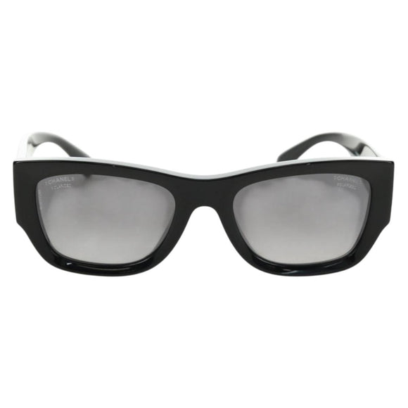 CHANEL Sunglasses Plastic Black Gold CC Auth yk20566M