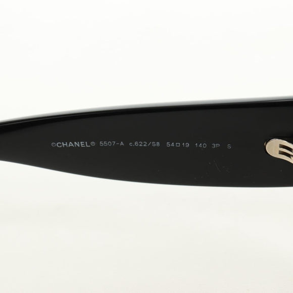 CHANEL Sunglasses Plastic Black Gold CC Auth yk20566M