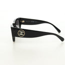 CHANEL Sunglasses Plastic Black Gold CC Auth yk20566M-4
