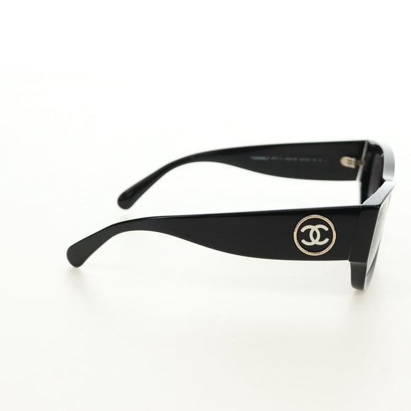 CHANEL Sunglasses Plastic Black Gold CC Auth yk20566M