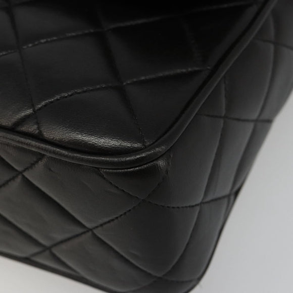 CHANEL Chain Shoulder Bag Lamb Skin Black Gold Matelasse CC Auth yk20568SAV