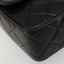 CHANEL Chain Shoulder Bag Lamb Skin Black Gold Matelasse CC Auth yk20568SAV-15