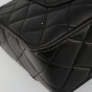 CHANEL Chain Shoulder Bag Lamb Skin Black Gold Matelasse CC Auth yk20568SAV-17