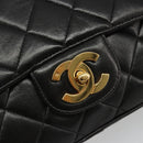 CHANEL Chain Shoulder Bag Lamb Skin Black Gold Matelasse CC Auth yk20568SAV-18