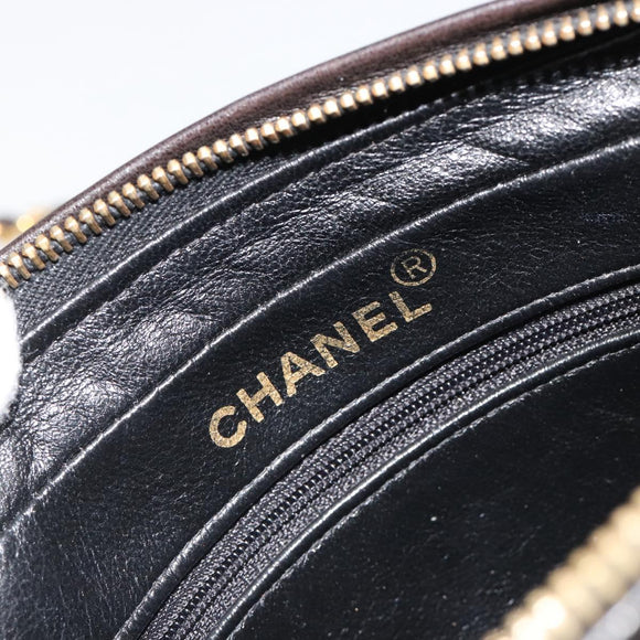 CHANEL Chain Shoulder Bag Lamb Skin Black Gold Matelasse CC Auth yk20568SAV