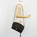 CHANEL Chain Shoulder Bag Lamb Skin Black Gold Matelasse CC Auth yk20568SAV-26