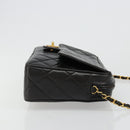 CHANEL Chain Shoulder Bag Lamb Skin Black Gold Matelasse CC Auth yk20568SAV-3