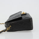 CHANEL Chain Shoulder Bag Lamb Skin Black Gold Matelasse CC Auth yk20568SAV-4
