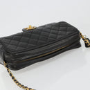 CHANEL Chain Shoulder Bag Lamb Skin Black Gold Matelasse CC Auth yk20568SAV-6