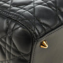 Christian Dior Canage Hand Bag Lamb Skin Black Gold Auth yk20569SAM-16