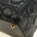 Christian Dior Canage Hand Bag Lamb Skin Black Gold Auth yk20569SAM-17