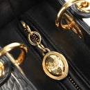Christian Dior Canage Hand Bag Lamb Skin Black Gold Auth yk20569SAM-19