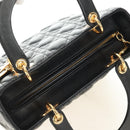Christian Dior Canage Hand Bag Lamb Skin Black Gold Auth yk20569SAM-6