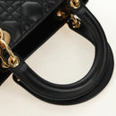Christian Dior Canage Hand Bag Lamb Skin Black Gold Auth yk20569SAM-7