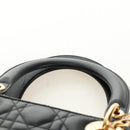 Christian Dior Canage Hand Bag Lamb Skin Black Gold Auth yk20569SAM-14