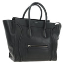 CELINE Luggage Mini Shopper Hand Bag Leather Black Silver Auth yk20573SAM-1
